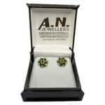 Floral Green & Red Stud Earrings