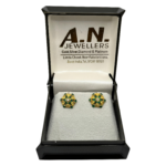 Emerald Blossom Gold Stud Earrings