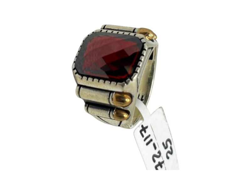 Turkish Warrior Ring with Red Garnet Stone