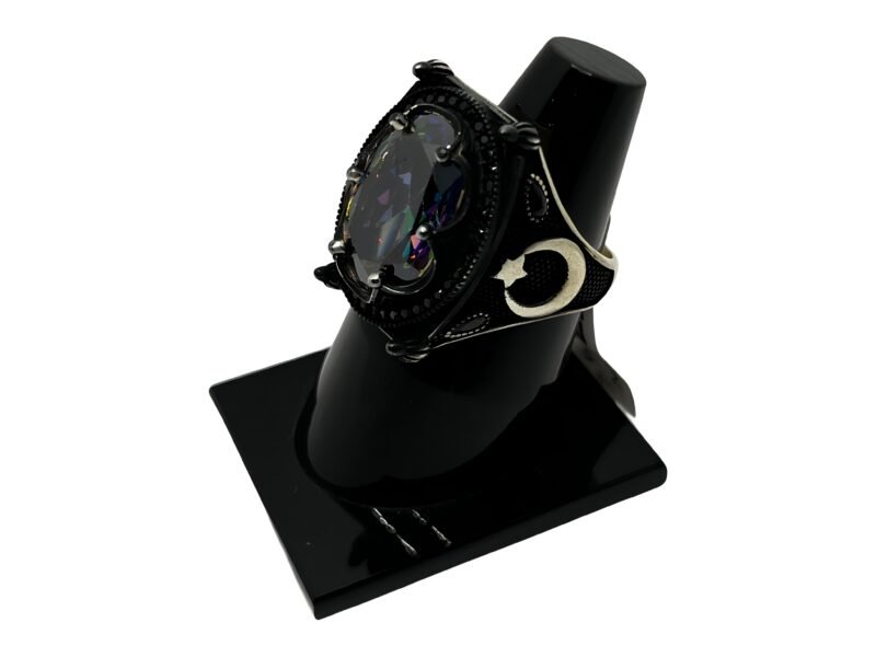 Men's Ring with Moon and Star Design